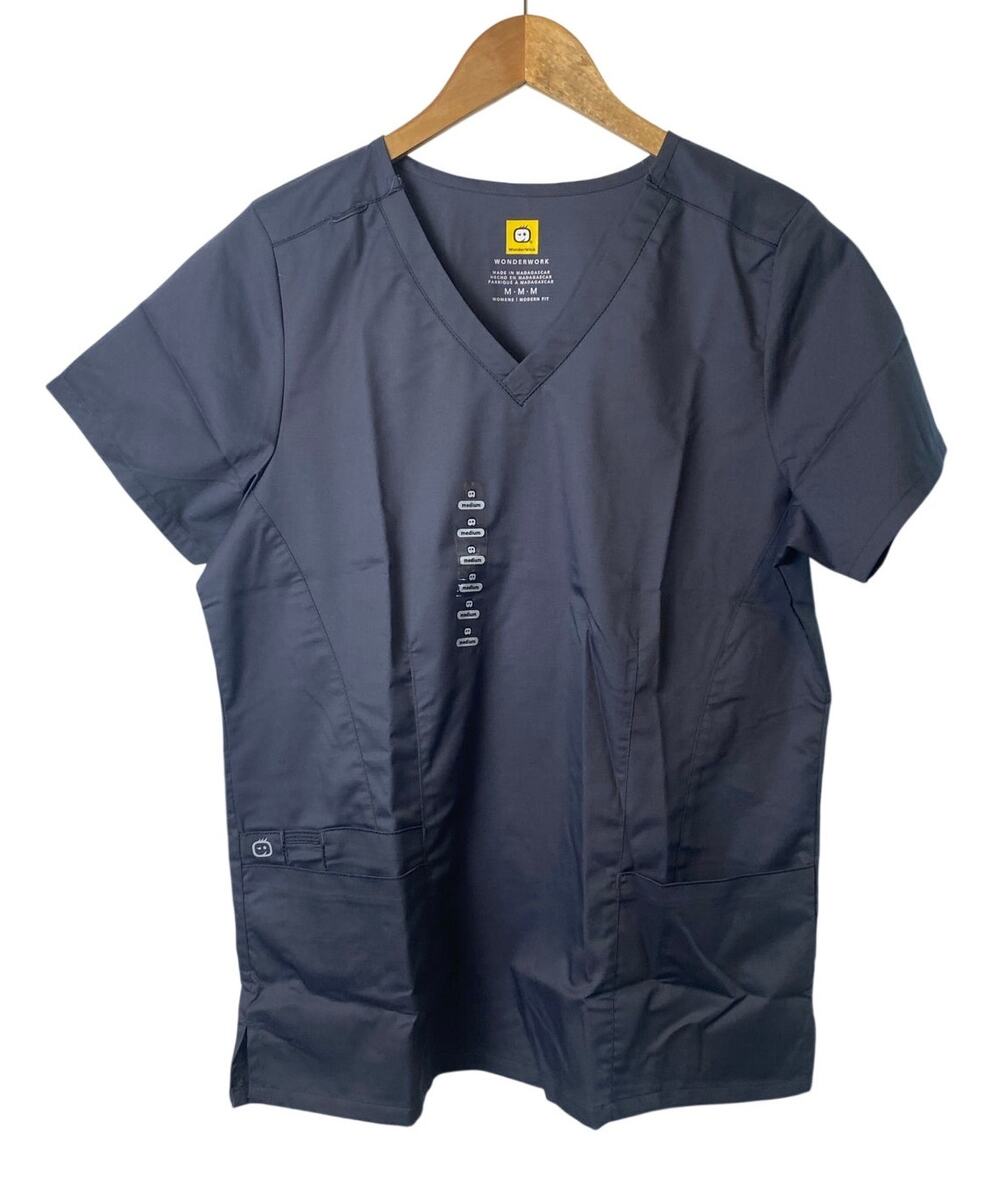 Wonder Wink Pewter Women's Modern Fit Scrub Top Shirt Size Medium NWT